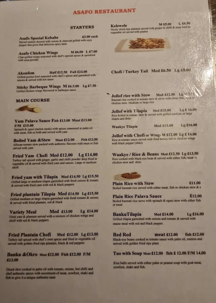 Asafo Ghanaian Restaurant Menu - Image 1
