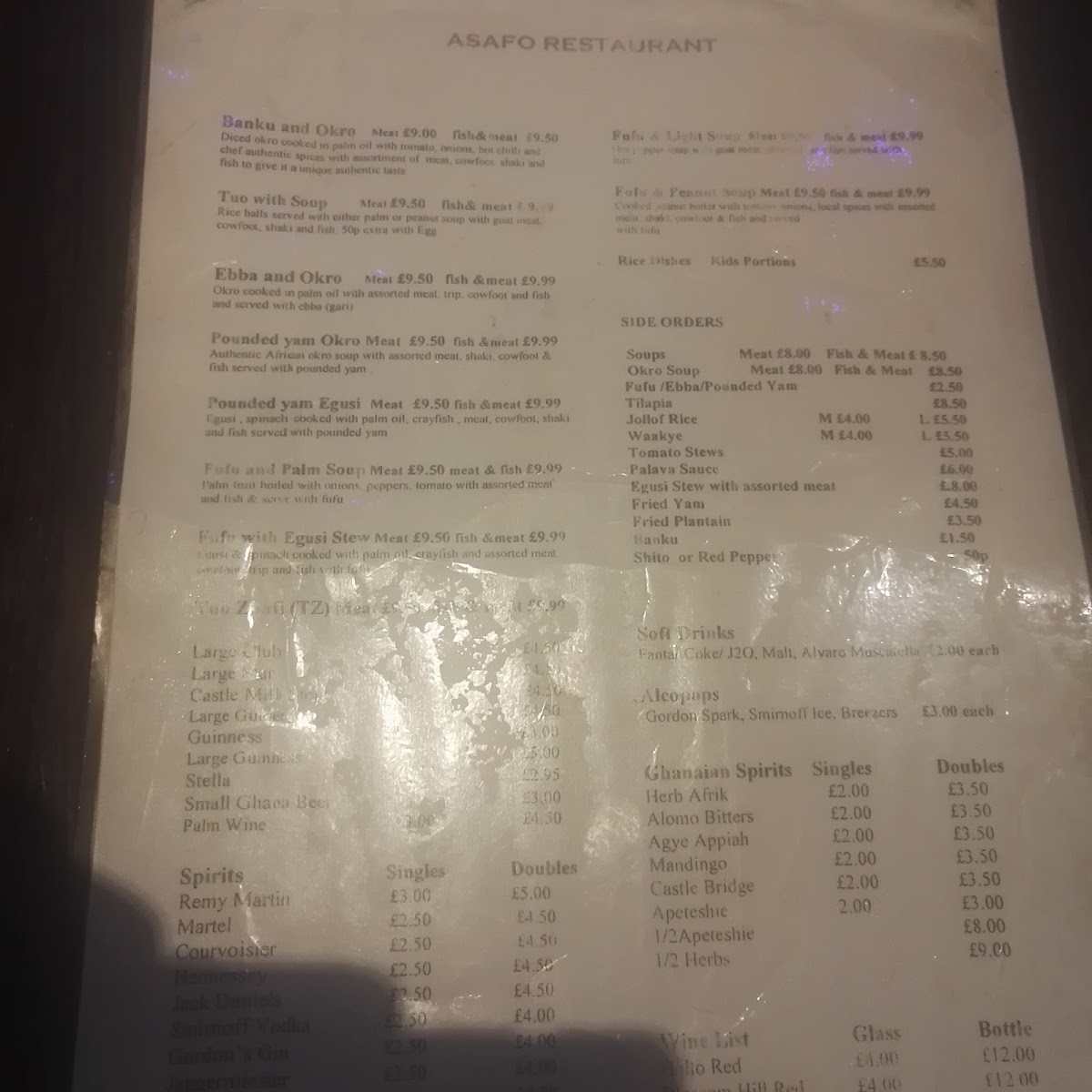 Asafo Ghanaian Restaurant Menu - Image 5